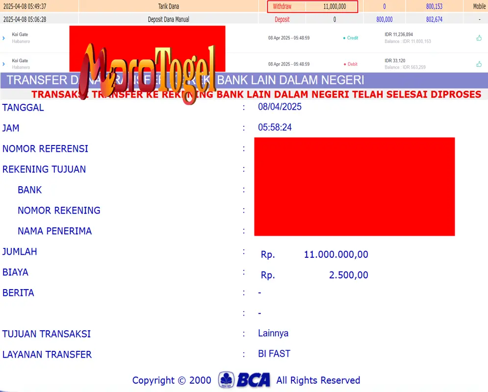 Bukti Kemenangan Permainan Slot Koi Gate Di Situs MOROTOGEL Untuk Akun Kiyxx98