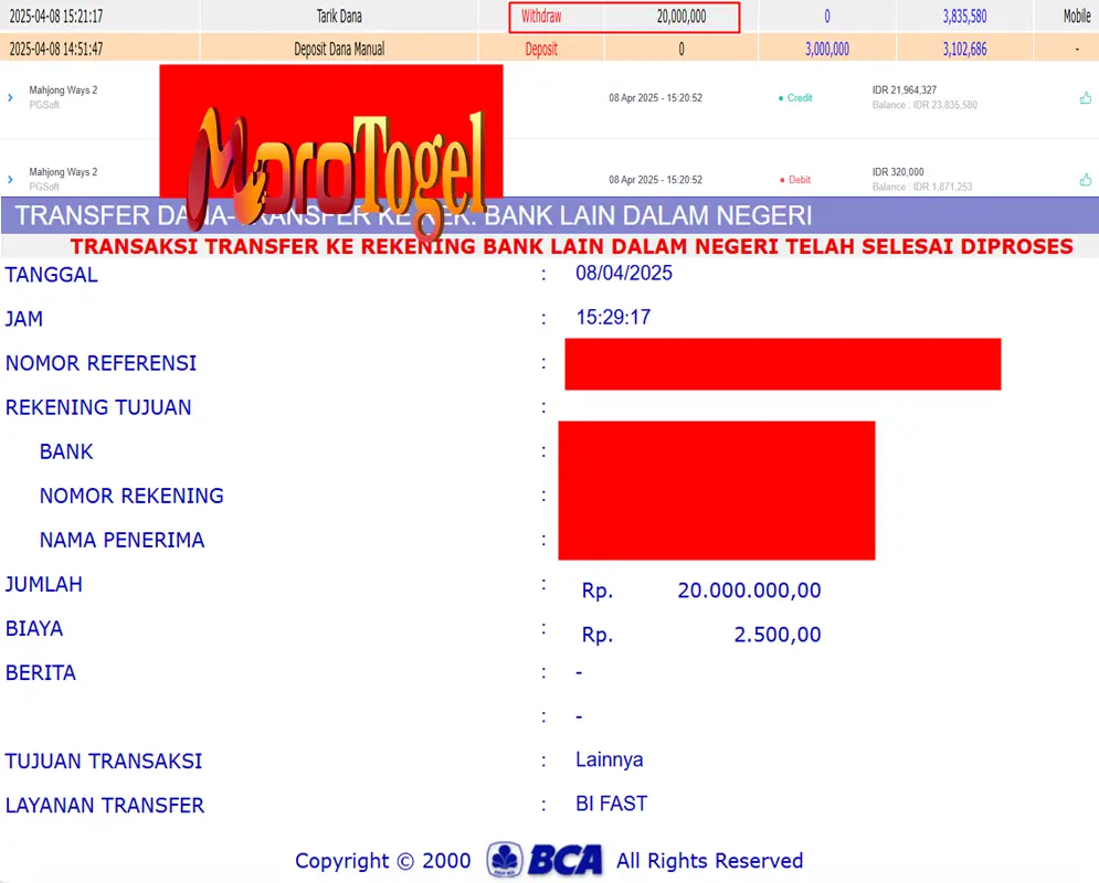 Bukti Kemenangan Permainan Slot Mahjong Ways 2 Di Situs MOROTOGEL Untuk Akun Fuxx234