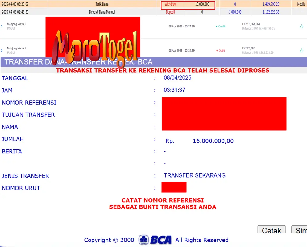 Bukti Kemenangan Permainan Slot Mahjong Ways 2 Di Situs MOROTOGEL Untuk Akun Portxxx