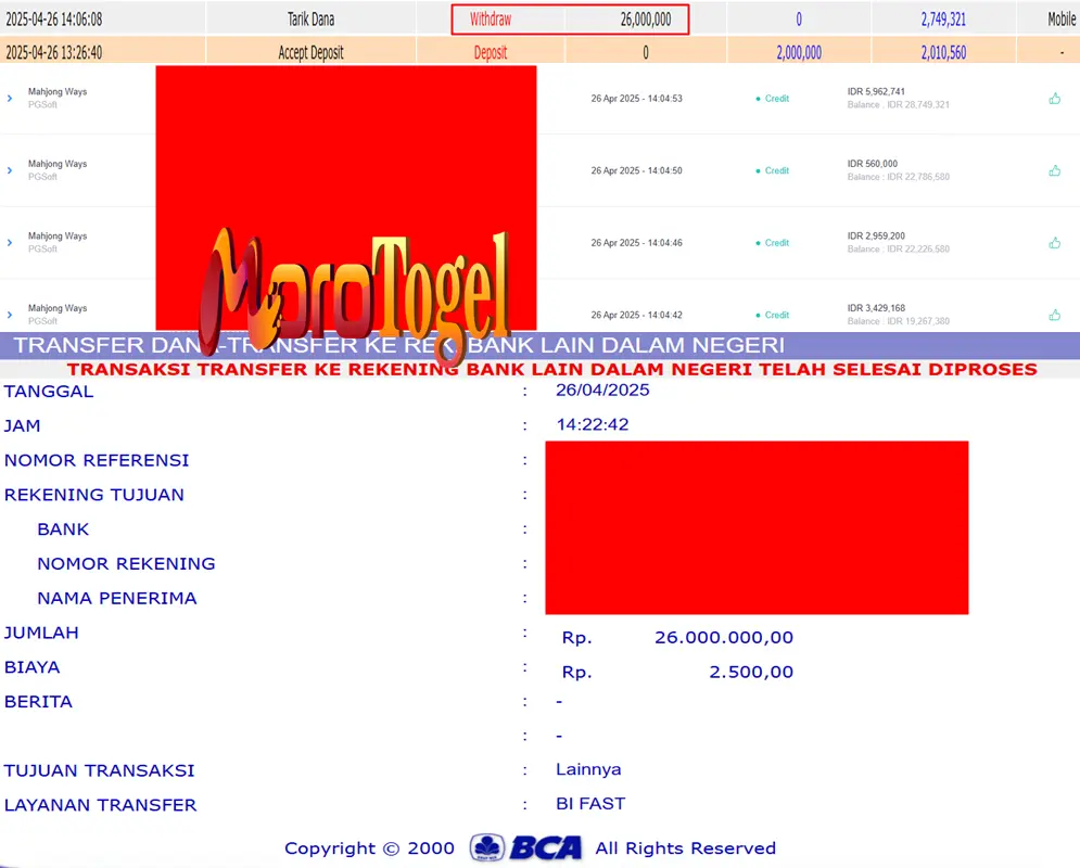 Bukti Kemenangan Permainan Slot Mahjong Ways Di Situs MOROTOGEL Untuk Akun Jorxx65