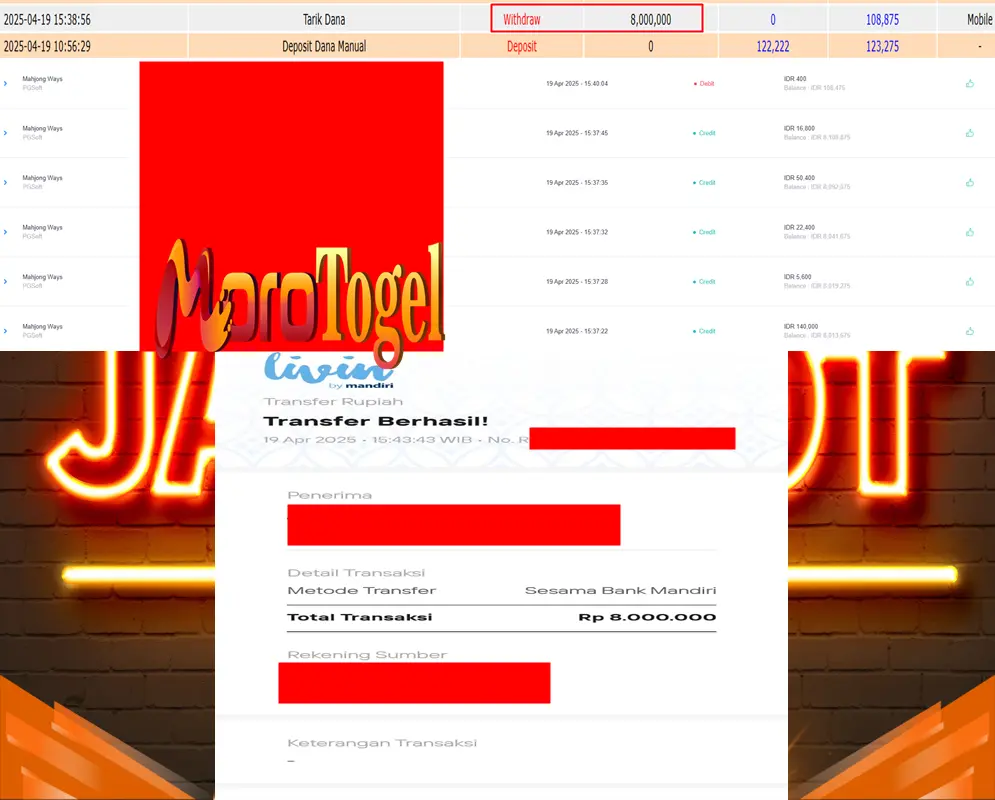 Bukti Kemenangan Permainan Slot Mahjong Ways Di Situs MOROTOGEL Untuk Akun Samxxx