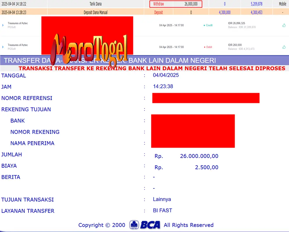 Bukti Kemenangan Permainan Slot Treasures of Aztec Di Situs MOROTOGEL Untuk Akun Jecoxxxx
