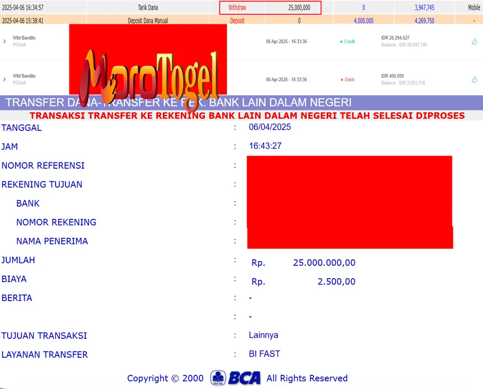 Bukti Kemenangan Permainan Slot Wild Bandito Di Situs MOROTOGEL Untuk Akun Serxxxxx