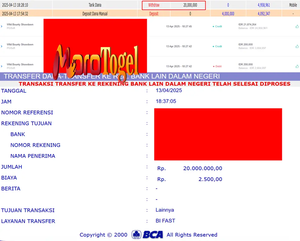Bukti Kemenangan Permainan Slot Wild Bounty Showdown Di Situs MOROTOGEL Untuk Akun Fastxxx