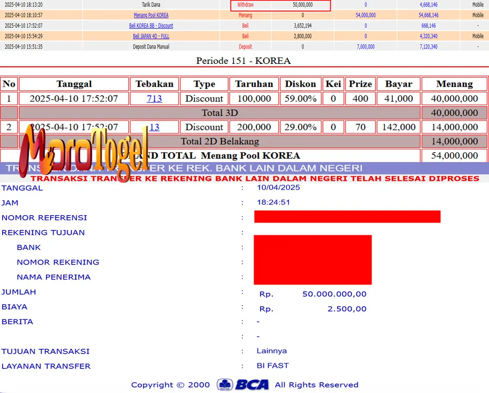 Bukti Kemenangan Permainan Togel Pasaran Korea Di Situs MOROTOGEL Untuk Akun Judxx88